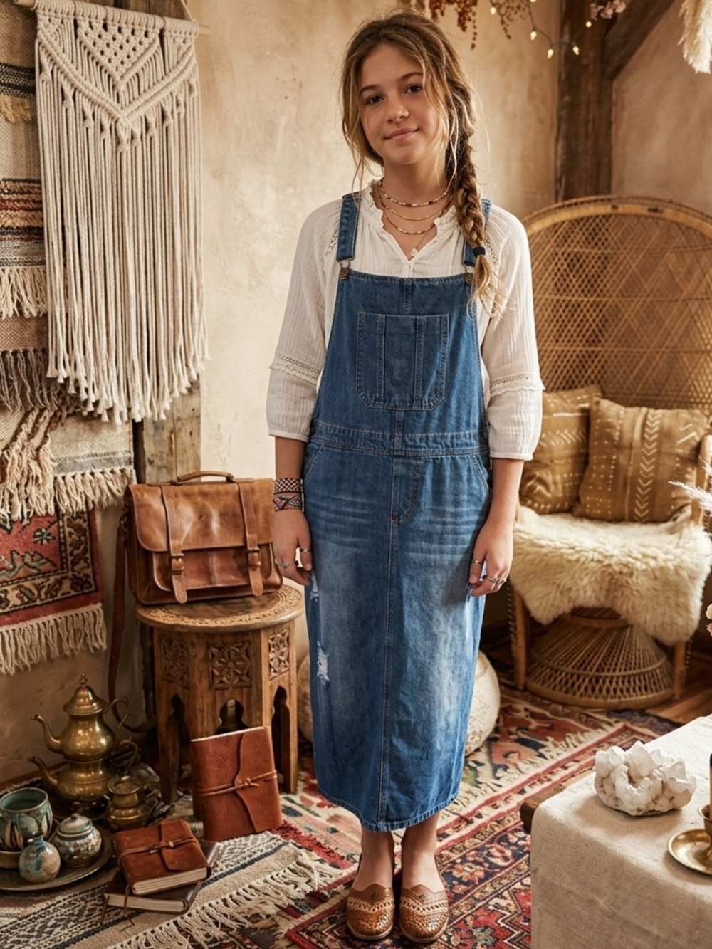 Midiross Denim Overall Midi Dress